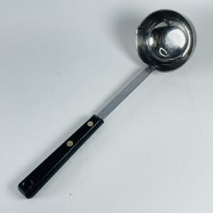Vintage EKCO Forge Steel Ladle Black Handle Stainless Kitchen Utensil USA